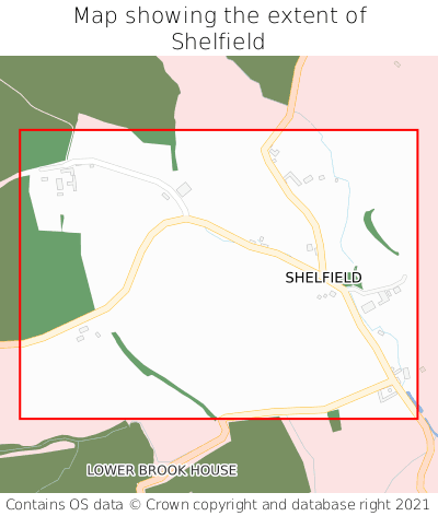 Map showing extent of Shelfield as bounding box