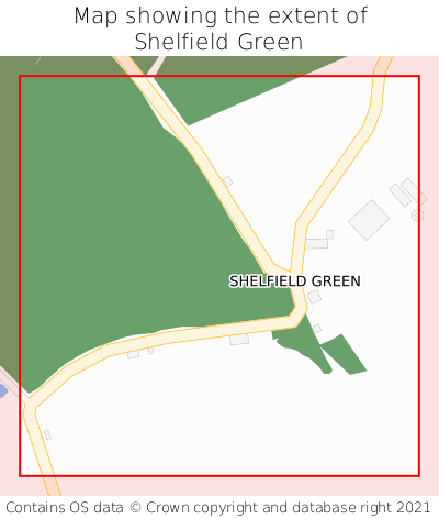 Map showing extent of Shelfield Green as bounding box