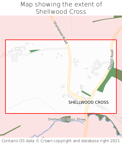 Map showing extent of Shellwood Cross as bounding box