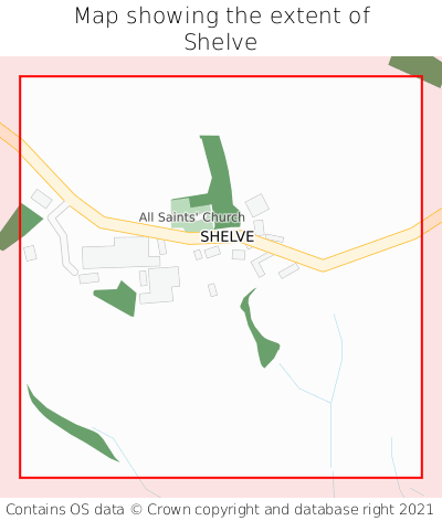 Map showing extent of Shelve as bounding box