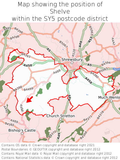 Map showing location of Shelve within SY5