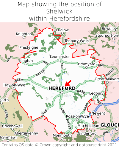 Map showing location of Shelwick within Herefordshire