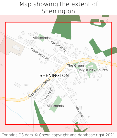 Map showing extent of Shenington as bounding box