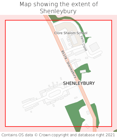 Map showing extent of Shenleybury as bounding box