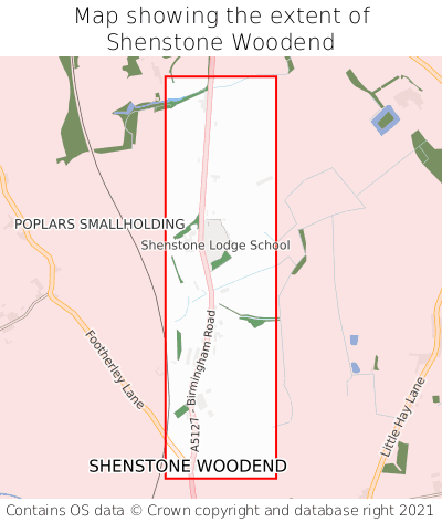 Map showing extent of Shenstone Woodend as bounding box