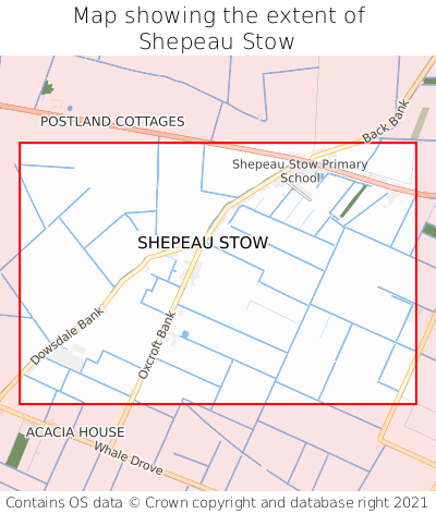 Map showing extent of Shepeau Stow as bounding box