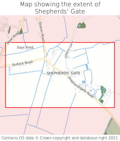 Map showing extent of Shepherds' Gate as bounding box