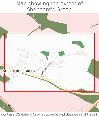 Map showing extent of Shepherd's Green as bounding box