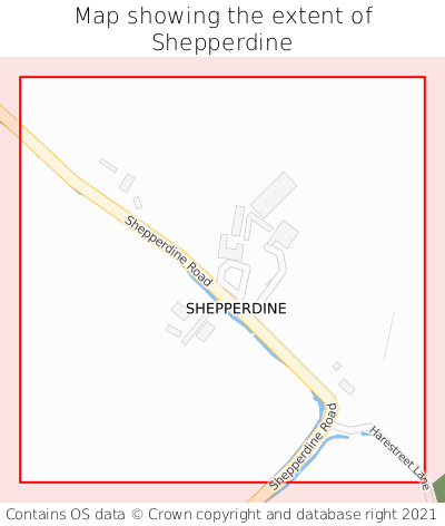 Map showing extent of Shepperdine as bounding box