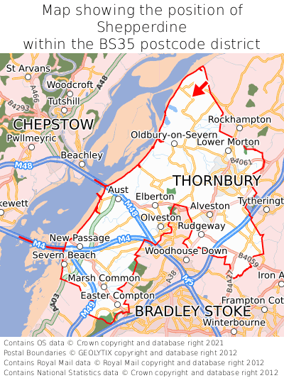 Map showing location of Shepperdine within BS35