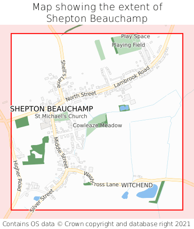 Map showing extent of Shepton Beauchamp as bounding box