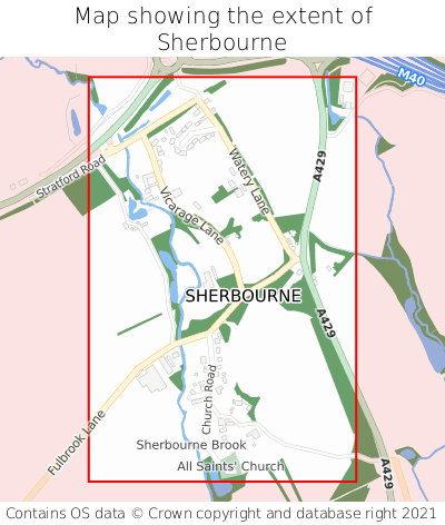 Map showing extent of Sherbourne as bounding box