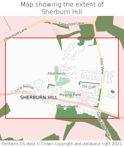 Map showing extent of Sherburn Hill as bounding box