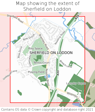 Map showing extent of Sherfield on Loddon as bounding box