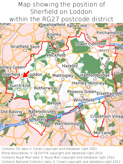 Map showing location of Sherfield on Loddon within RG27