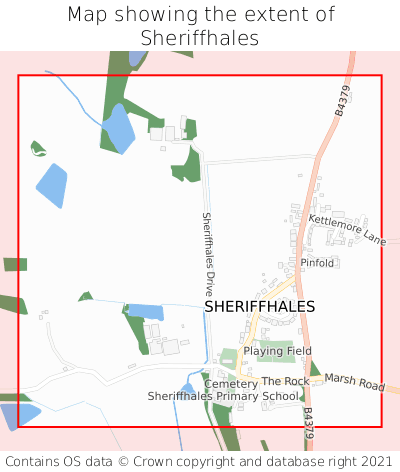 Map showing extent of Sheriffhales as bounding box