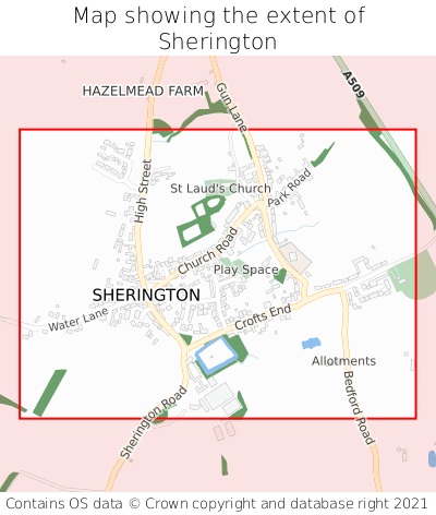 Map showing extent of Sherington as bounding box