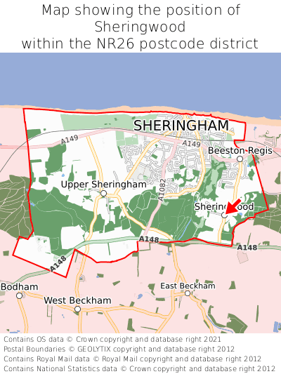 Map showing location of Sheringwood within NR26