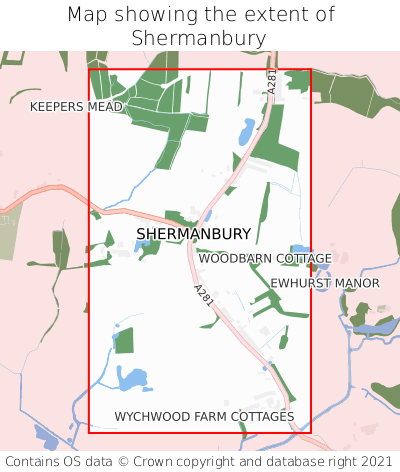 Map showing extent of Shermanbury as bounding box