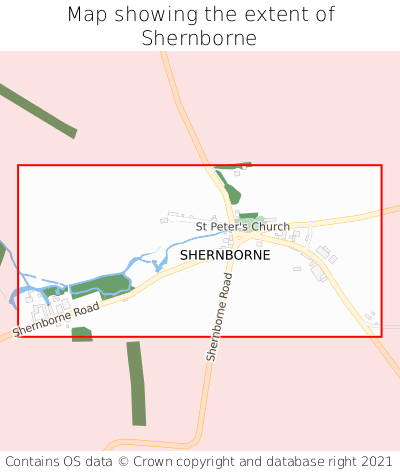 Map showing extent of Shernborne as bounding box