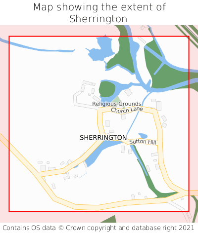 Map showing extent of Sherrington as bounding box