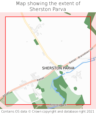 Map showing extent of Sherston Parva as bounding box