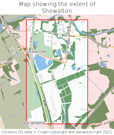Map showing extent of Shewalton as bounding box
