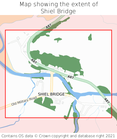 Map showing extent of Shiel Bridge as bounding box