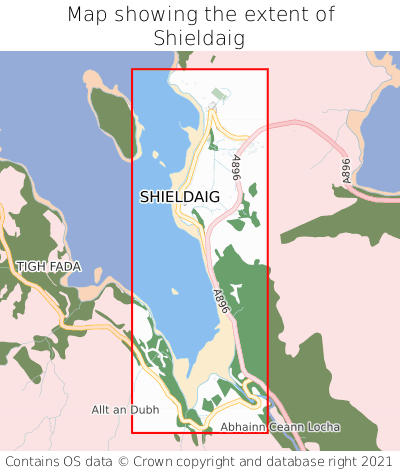 Map showing extent of Shieldaig as bounding box