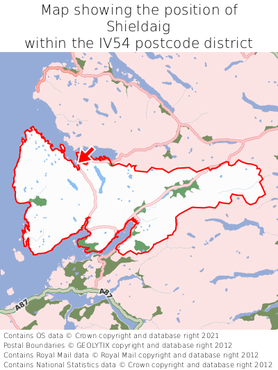 Map showing location of Shieldaig within IV54