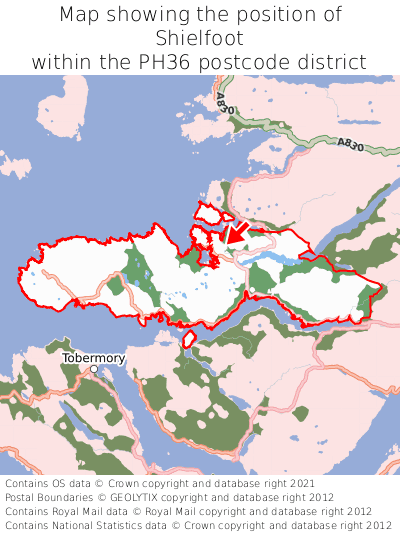 Map showing location of Shielfoot within PH36