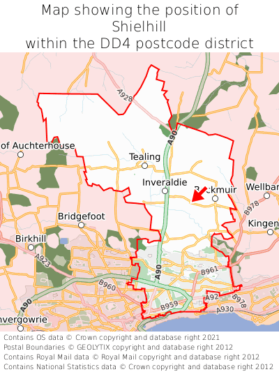 Map showing location of Shielhill within DD4