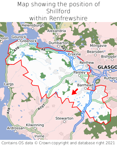 Map showing location of Shillford within Renfrewshire