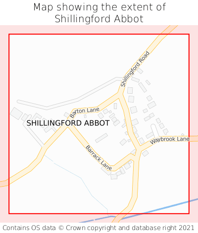 Map showing extent of Shillingford Abbot as bounding box