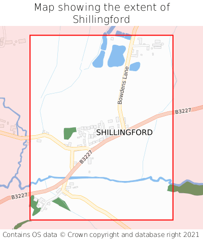 Map showing extent of Shillingford as bounding box