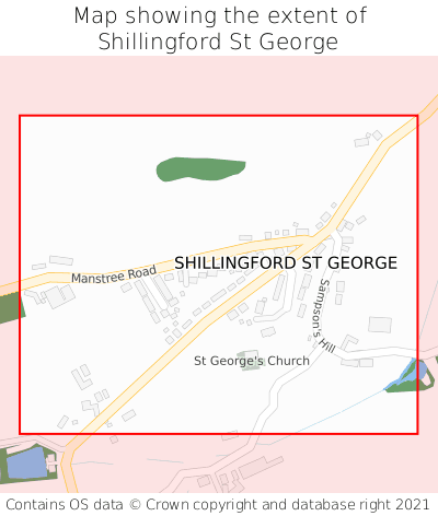 Map showing extent of Shillingford St George as bounding box