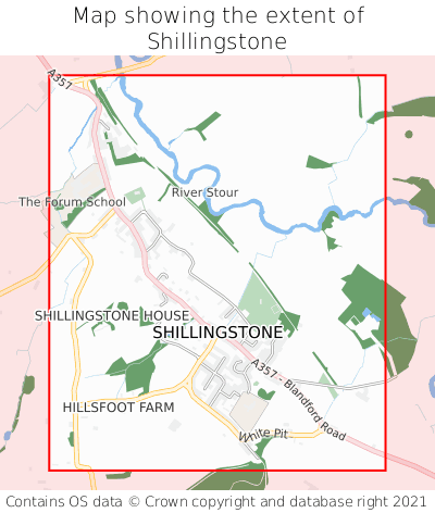Map showing extent of Shillingstone as bounding box