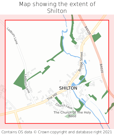 Map showing extent of Shilton as bounding box