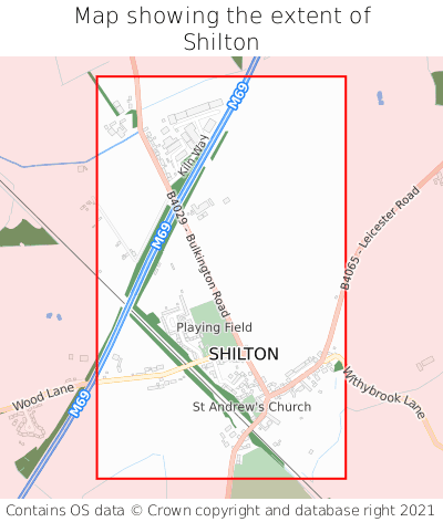 Map showing extent of Shilton as bounding box