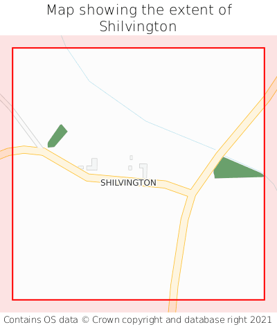 Map showing extent of Shilvington as bounding box
