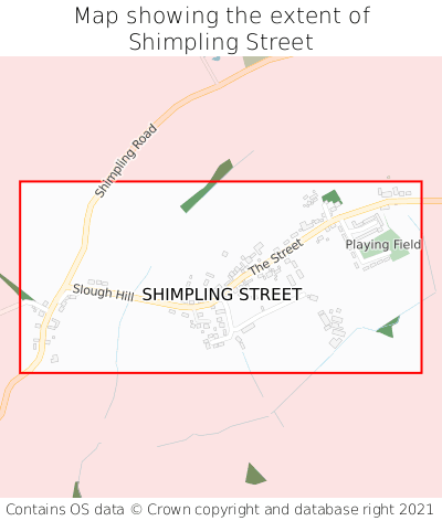 Map showing extent of Shimpling Street as bounding box
