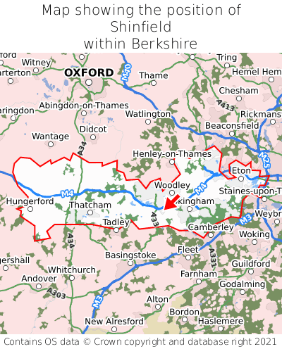 Map showing location of Shinfield within Berkshire