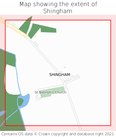 Map showing extent of Shingham as bounding box