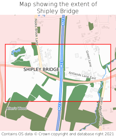 Map showing extent of Shipley Bridge as bounding box