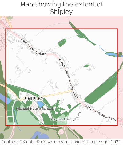 Map showing extent of Shipley as bounding box
