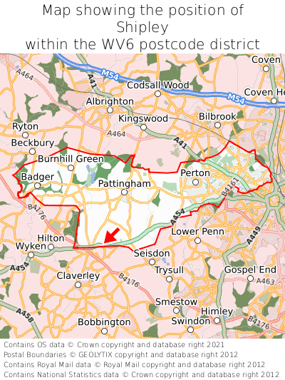 Map showing location of Shipley within WV6
