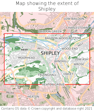 Map showing extent of Shipley as bounding box