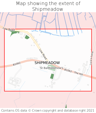 Map showing extent of Shipmeadow as bounding box