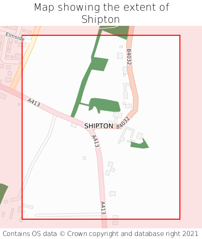 Map showing extent of Shipton as bounding box