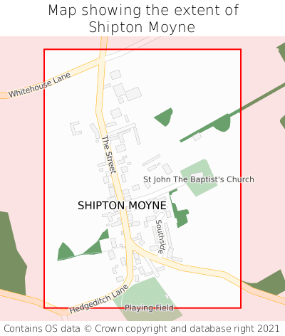 Map showing extent of Shipton Moyne as bounding box